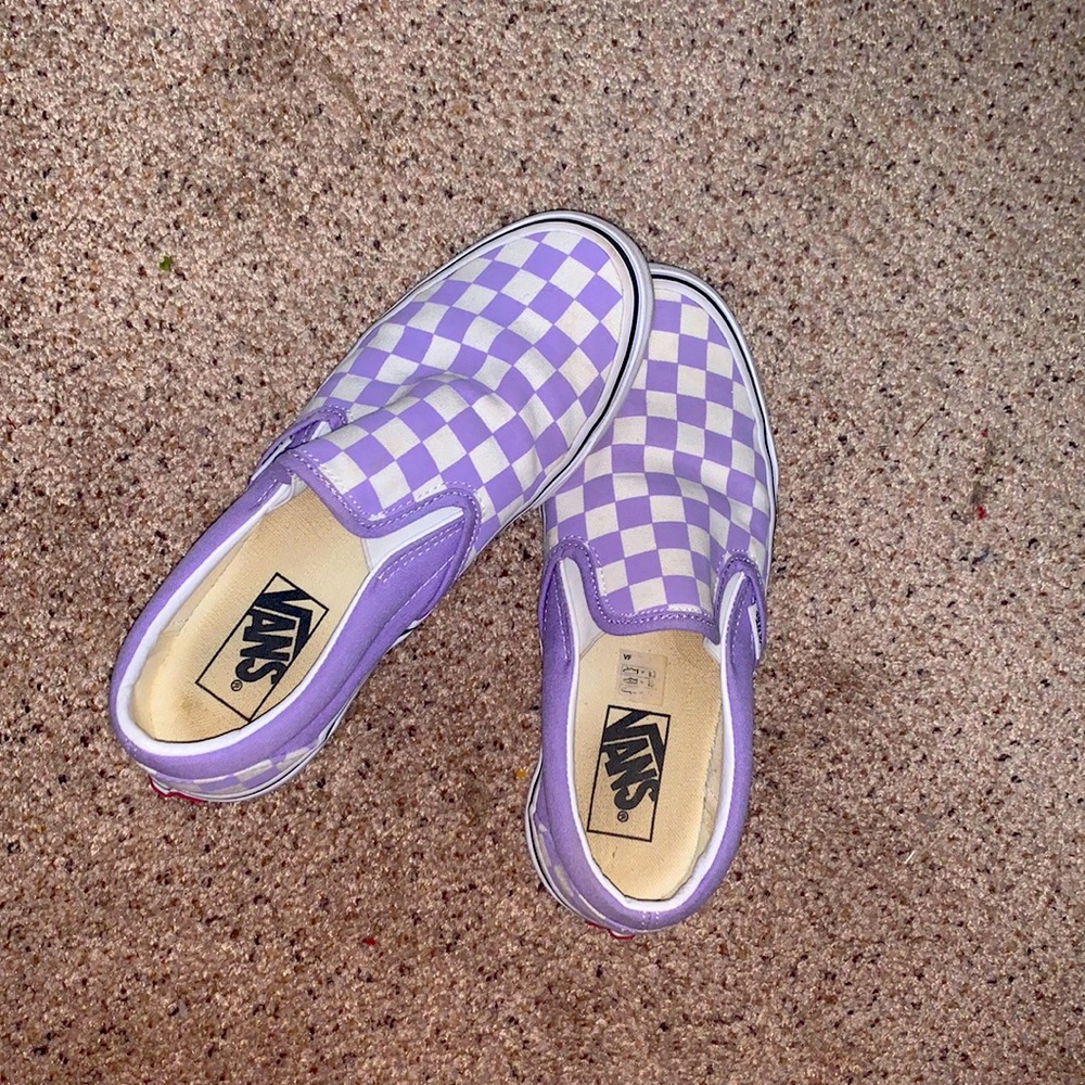 Checkered slip on vans